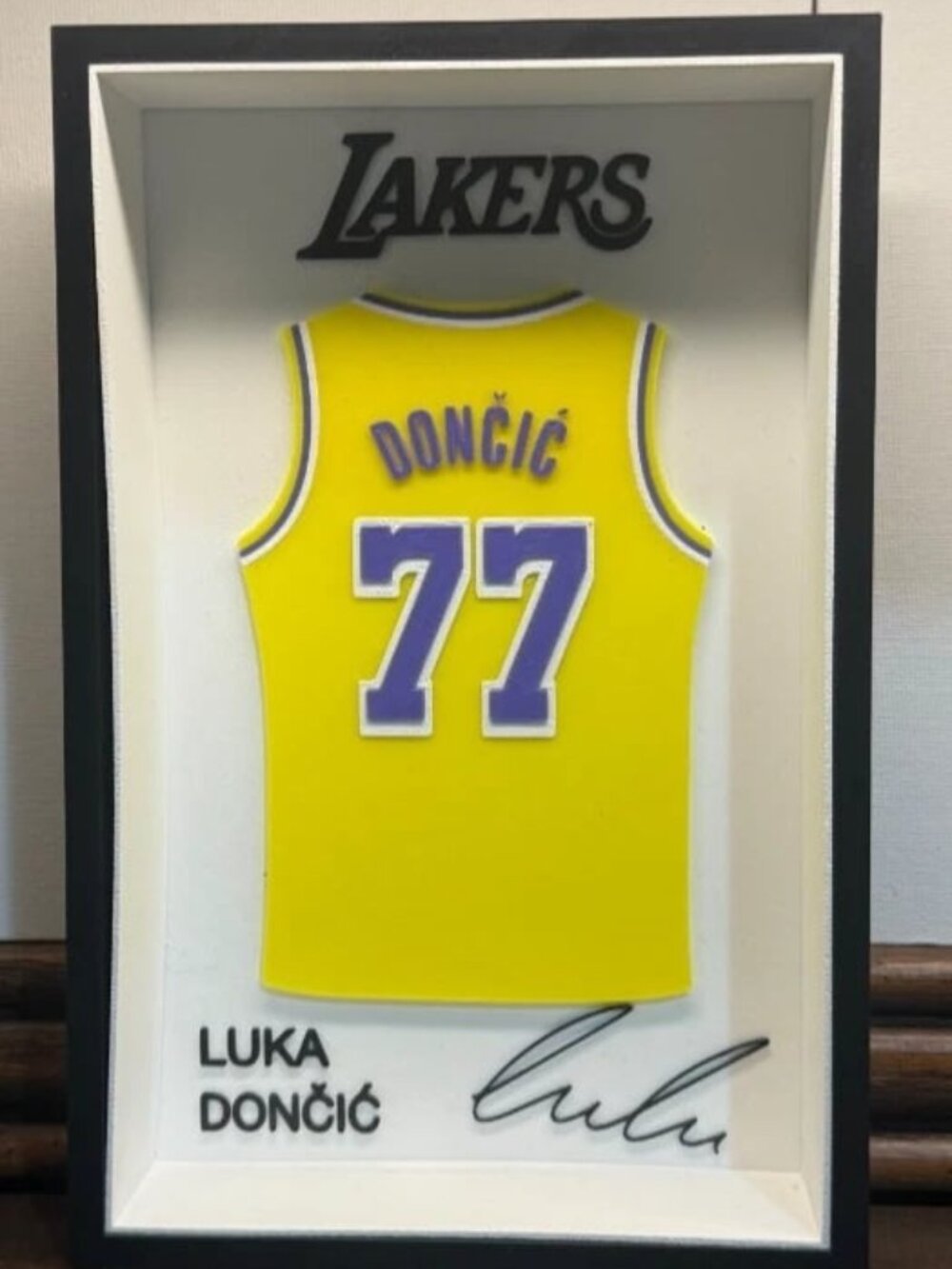 Luka Doncic Los Angeles Lakers #77 NBA Yellow Jersey Shadowbox Display